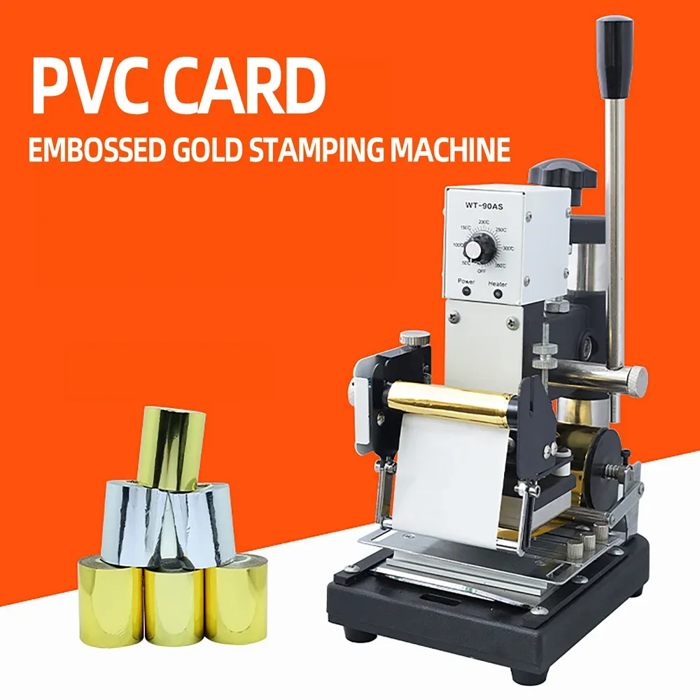 Máquina de grabado de código convexo de tarjeta de PVC, impresora de grabado a presión en caliente, 60x90mm, WT-90A, 110V/220V