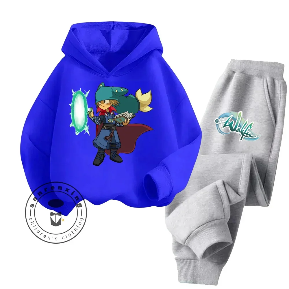 2024 Wakfu Cartoon Wrinkle Resistant Long Sleeve Sweatshirt Set Low Maintenance and Stylish Design Suitable for Boys Girls Wear