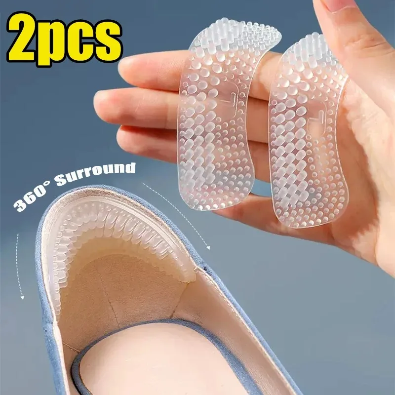 1 pair Transparent silicone heel protector Anti slip and wear-resistant heel pad padding Self adhesive heel pad Unisex