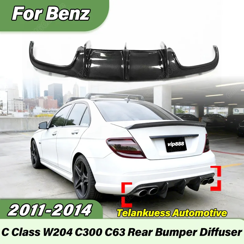 For Mercedes Benz C Class W204 C300 C63 2011 2012 2013 2014 Automobile Rear Bumper Diffuser Body Modification Kit