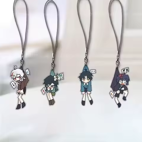 Genshin Impact Ganyu Hu Tao Zhongli Xiao Wanderer Barbatos Nahida Kazuha Fantasy Cartoon Mobile Phone Hanging Rope Pendant Gift