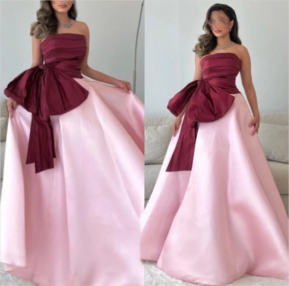 

Customized Simple Strapless Ball gown Celebrity Cocktail Bows Draped Fold S Prom Dresses cocktail dresses robes de soirée프롬드레