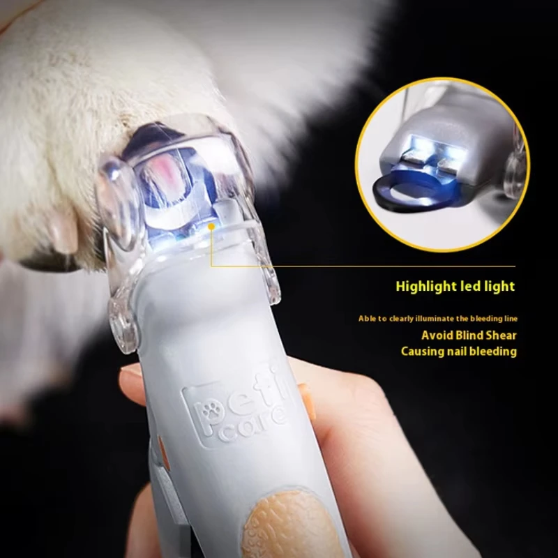 LED Light Pet Nail Clippers for Cats Dogs Nail Polishing Cleaning Grooming Supplies