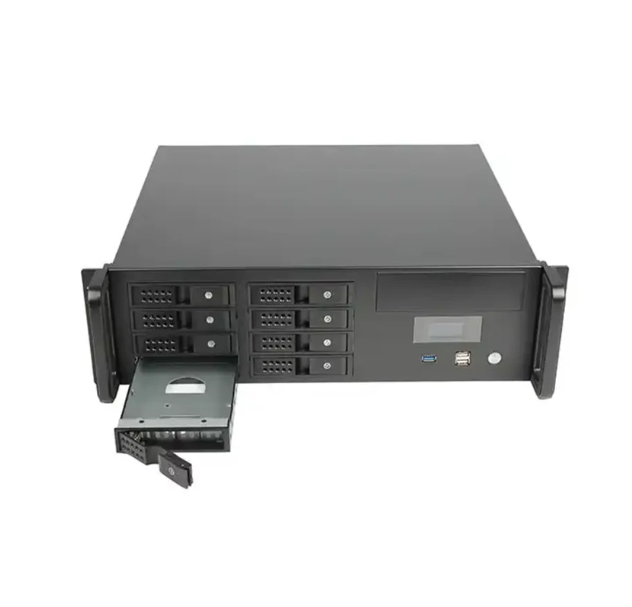 3U Short Chassis Server Case with Fan and Power Supply 390mm Depth Plastic Rackmount LCD Case for ITX System in Stock!