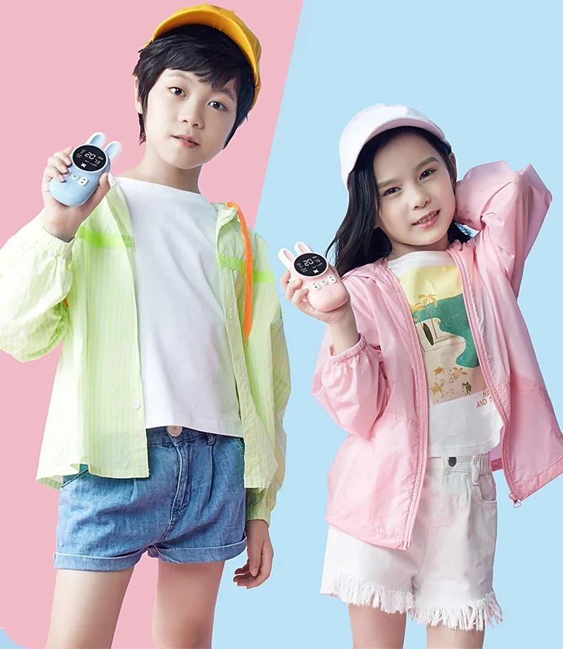 New 2PCS Rabbit Walkie Talkie 3KM Range Handheld Transceiver UHF Radio Lanyard Children Birthday Gift Mini Kids Toys Interphone