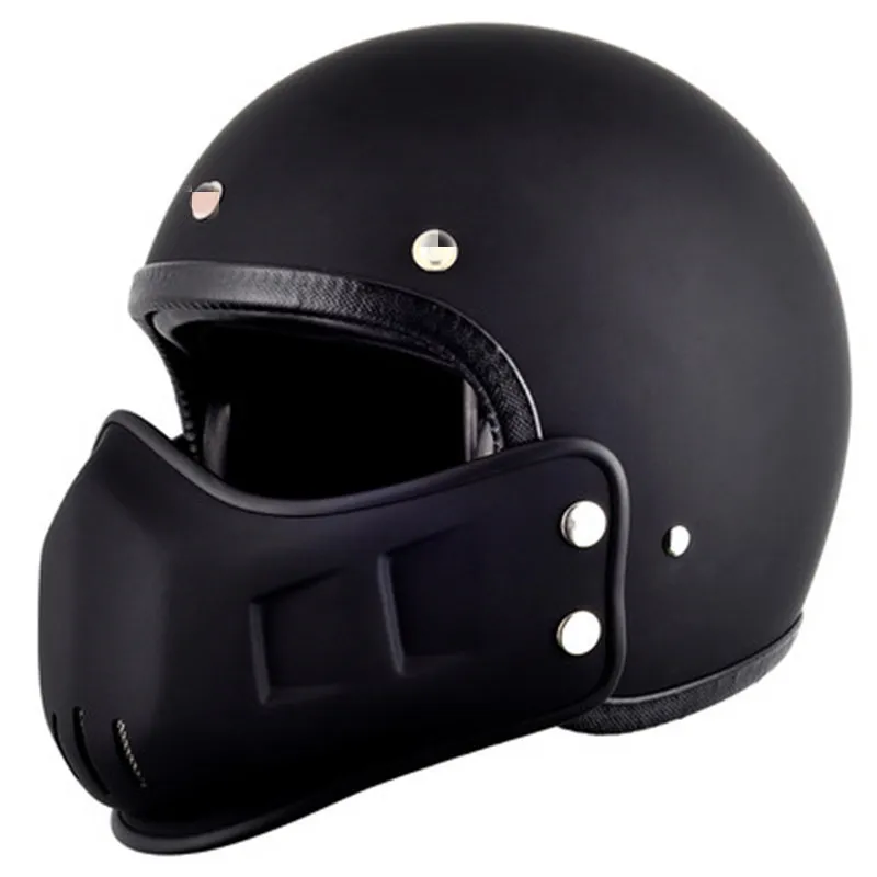 Matte Black DOT Motorcycle Helmet Retro Cafe Racer  Vintage Motocross Open  Kask Full Face Casco Modular Ce