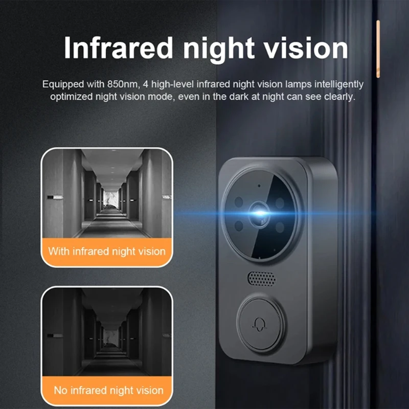 جرس باب لاسلكي مع رؤية ليلية ، جرس باب ، أشعة تحت الحمراء ، G ، شاشة IPS ، اتصال داخلي بالفيديو ، كاميرا باب ، اتصال داخلي ذو اتجاهين ، سهل الاستخدام
