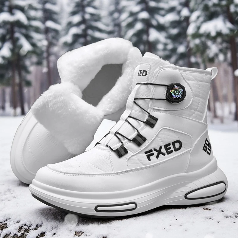 

Men's Winter Fleece-Lined Warm High-Top Boots - Korean Style Casual Non-Slip Wear-Resistant Snow Boots
