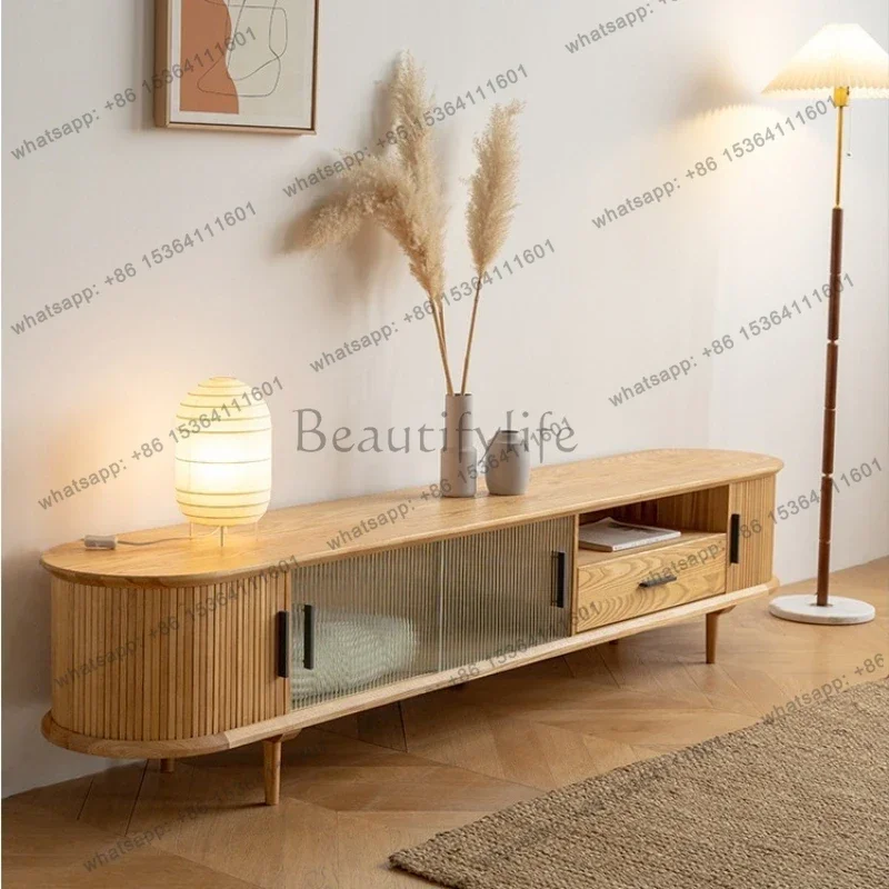 Factory Direct Storage Audio-visual TV Stands Nordic Solid Wood Roller Shutter Door TV Stands Living Room Simple Furniture Armoi