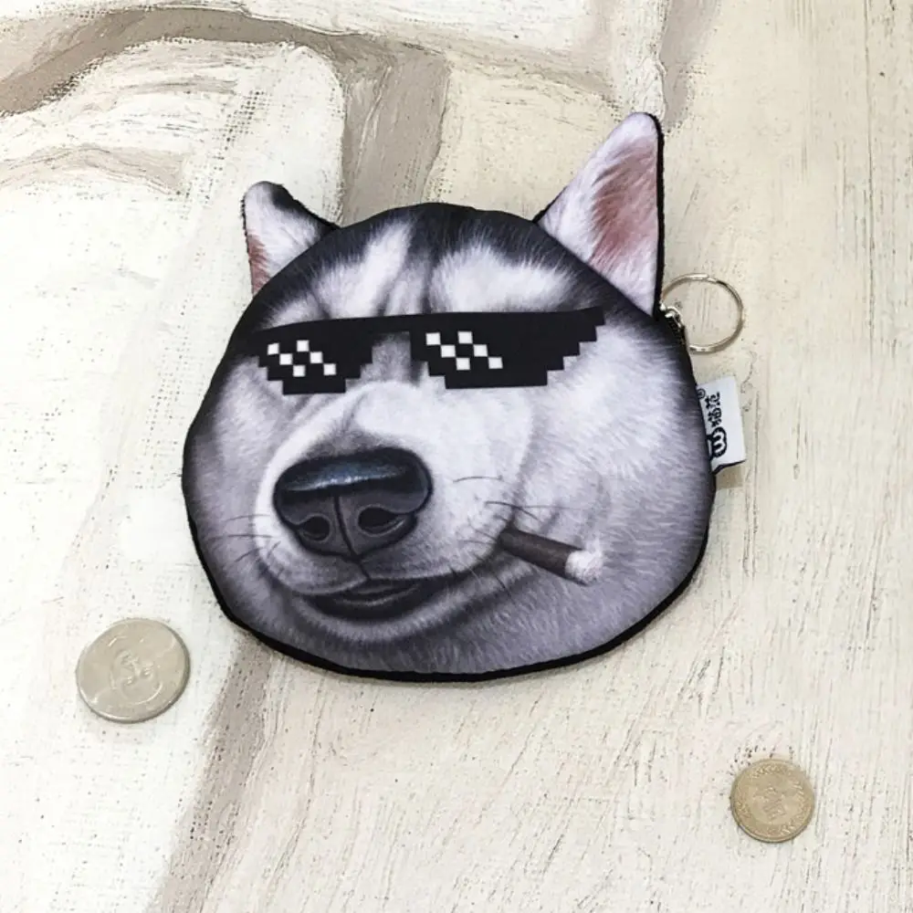 Dog Expression Dog Pattern Coin Purse Siberian Husky Bulldog Change Storage Bag Cartoon Design Cute Pattern Card Holder Girls