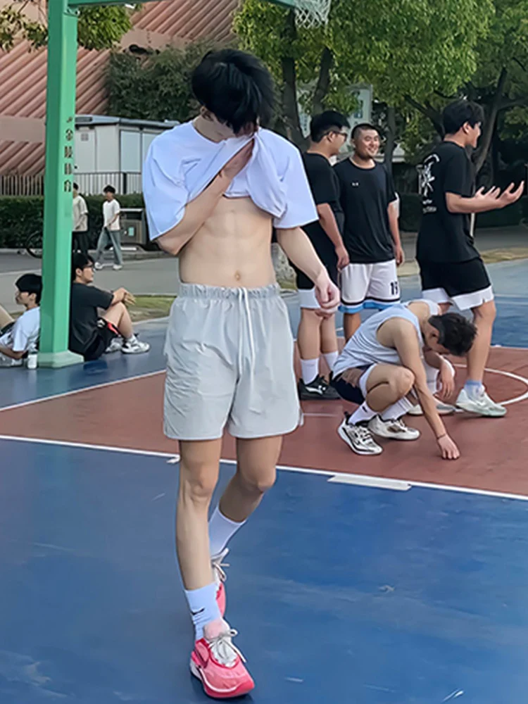 

American Sle Baskeall Sport orts Men's Summer Thin Ice Silk Qui Dry Casual Running Training Five-Quarter Pants