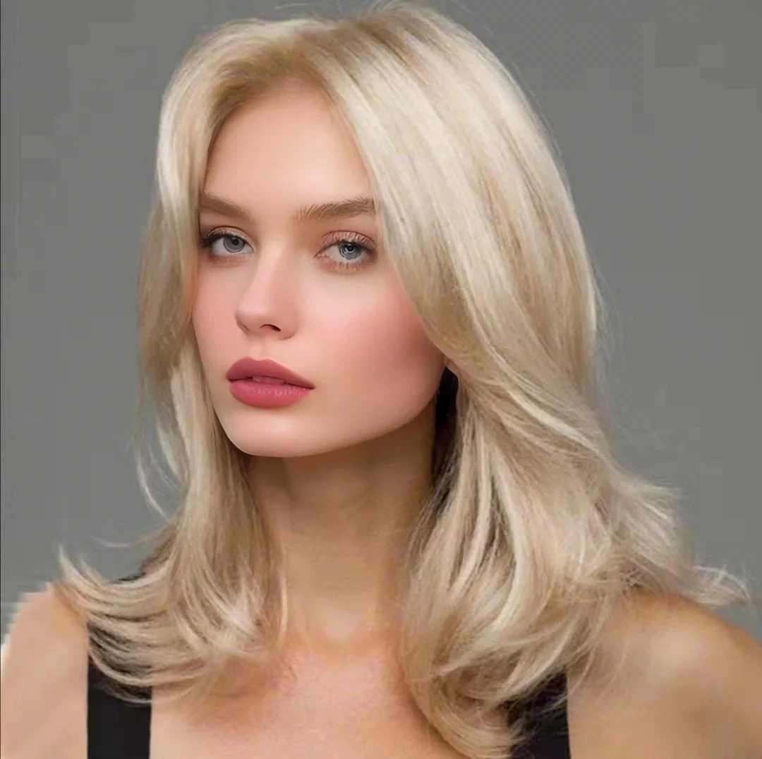 

Женский модный парик средней длины, прямой, с естественной волной, из синтетических волос