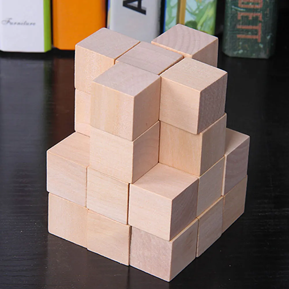 50 قطعة مكعبات حرفية خشبية من Hemu 2.5 سنتيمتر مكعبات بناء ناعمة ذاتية الصنع للأطفال الإبداع العملي على المشاريع الزخرفية الصغيرة للتعلم