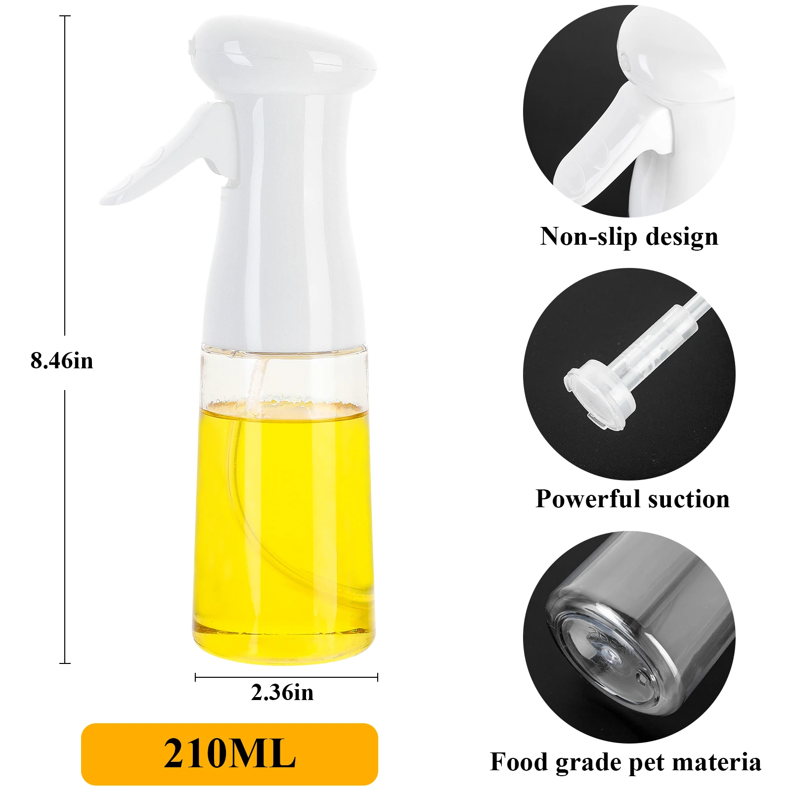 210ml Olive Oil Sprayer Bottle BBQ Oil Spray Empty Plastic Oil Pot Vinegar Mist Sprayer Oil Dispenser Salad Kitchen Cooking Tool