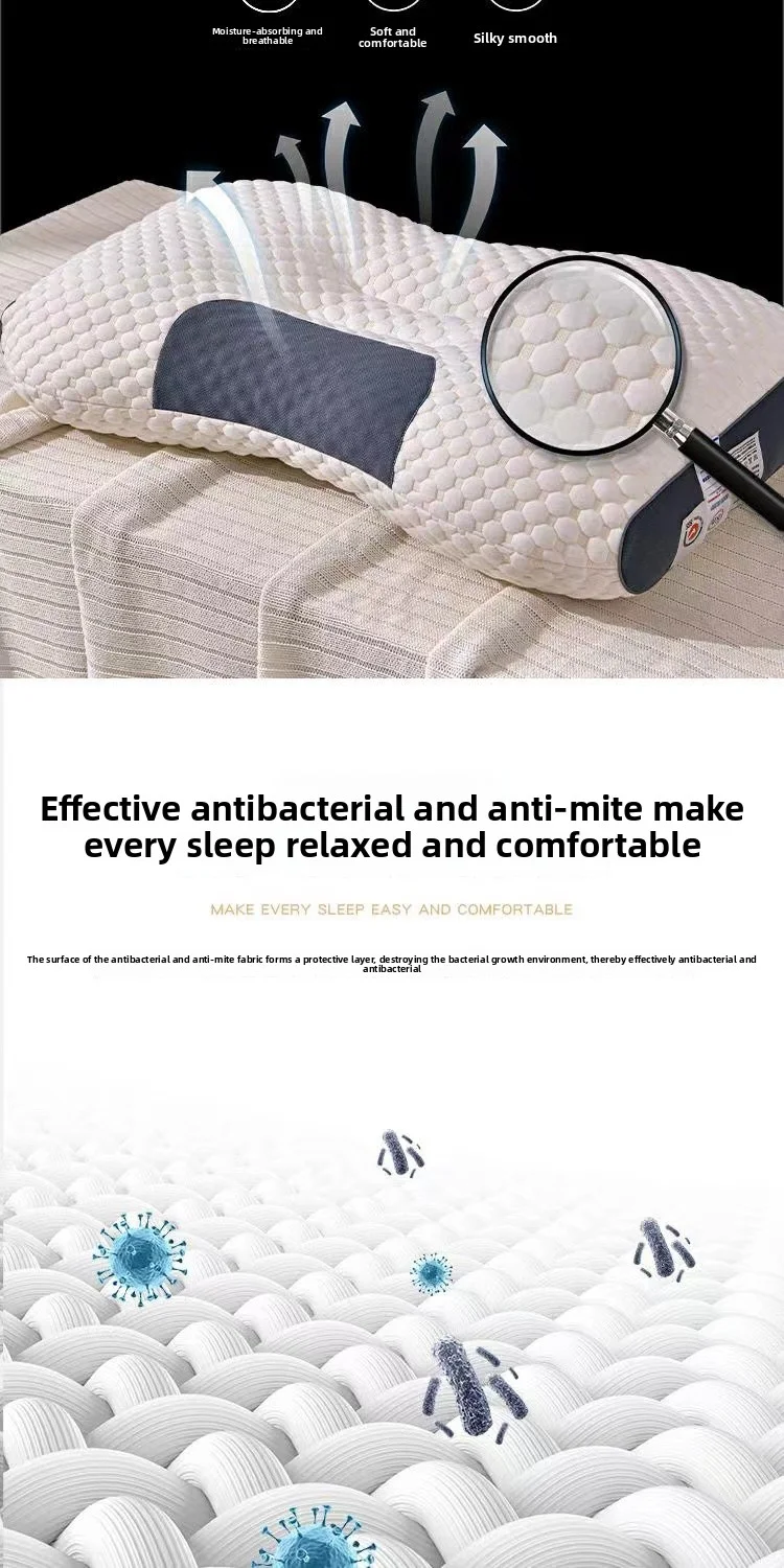 2pc-SPA Massage Pillow Insert Honeycomb Breathable Knitted Cotton Pillow Core Ergonomic Bed Pillow for Sleep Comfort & Support