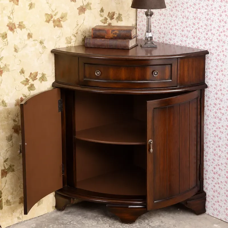 Factory Wholesale Corner Cabinet Fan Shaped Triangle Storage Shelf for Living Room Furniture Complete Corner Unit