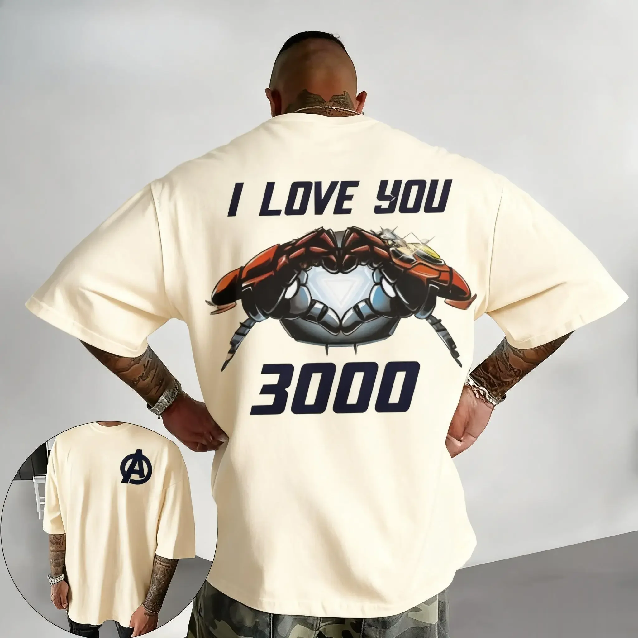 

Футболка с рисунком Marvel Avengers I Love You 3000, мужская и женская футболка с коротким рукавом, повседневная уличная одежда большого размера, модные летние топы, новинка ​ ​