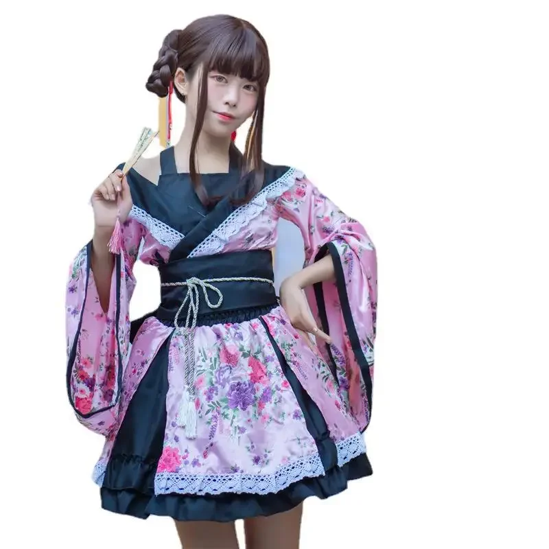 Damen traditionelle Kimono formale Blume gedruckt Kleid japanische ethnische Mädchen Anime Expo Tanz Performance tragen Cosplay Kostüm