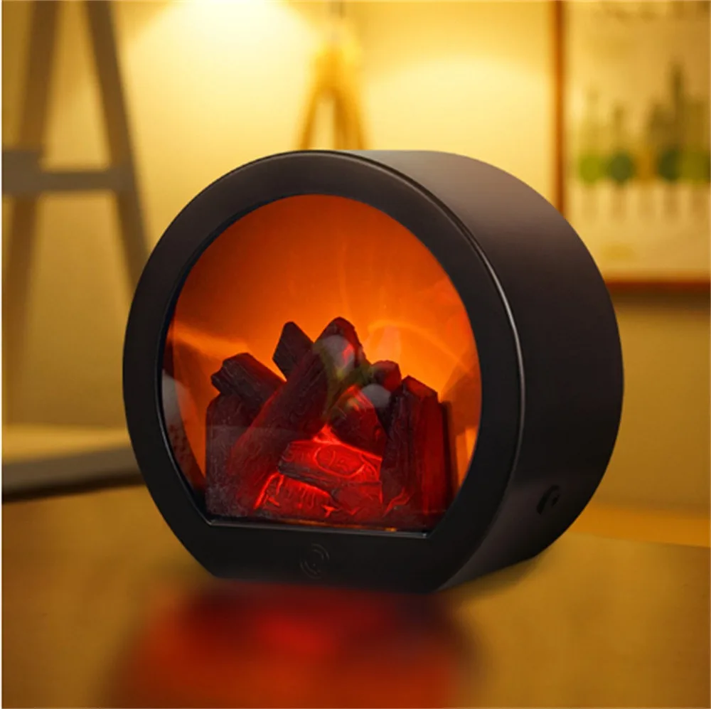 Creative Home Simulation Fireplace Ornaments Decorative Lamps Simulation Fireplace Soft Decoration Craft LED Charcoal Flame Lamp