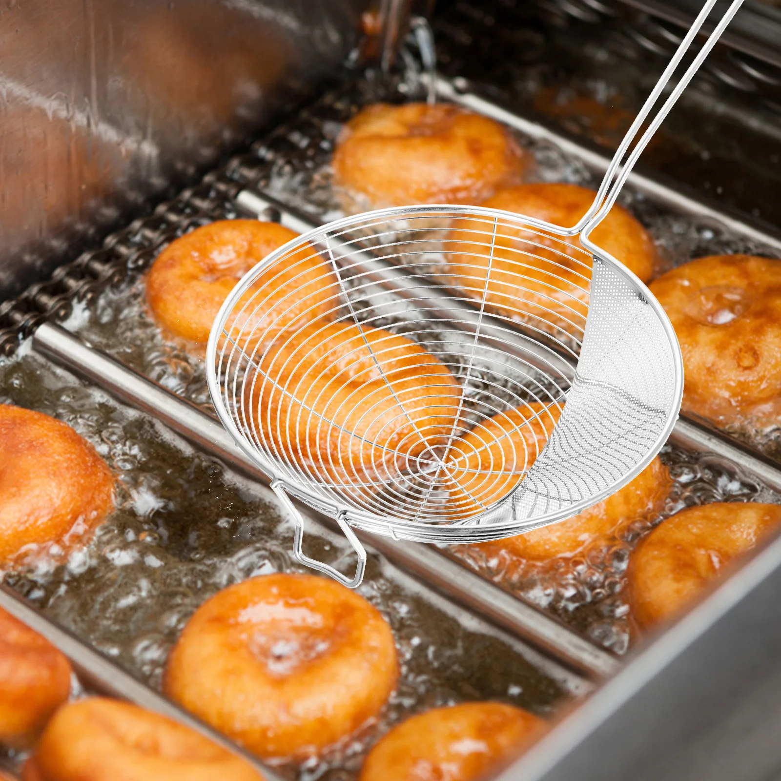 

Stainless Steel Skimmer Strainer Spoon Dual-Use Anti-Scald Handle Metal Pasta Noodle Colander Filter Kitchen Tool