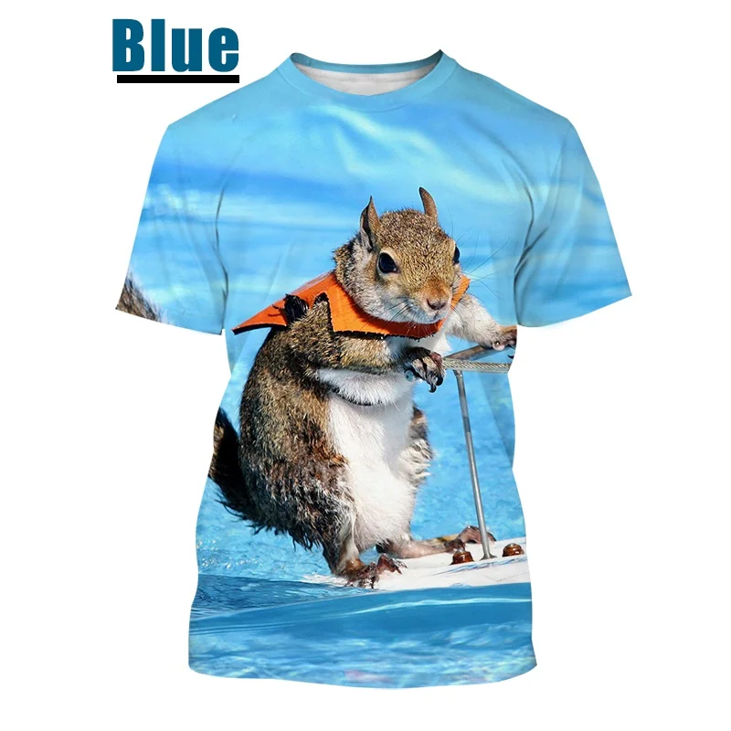 2023 New Trend Animal Squirrel 3D Printing T Shirt Casual Men\'s/Women\'s Cute Squirrel Pattern Short Sleeve Shirt