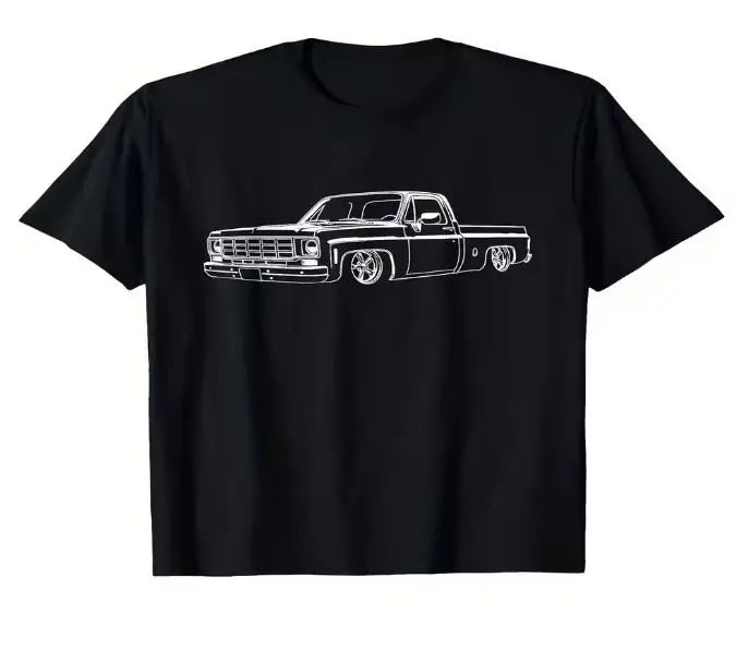 Vintage Squarebody Truck T Shirt Men Classic Pickup Car Guy Gift Graphic Tees Summer Heavyweight Cotton Short Sleeve Line Art Streetwear Tops