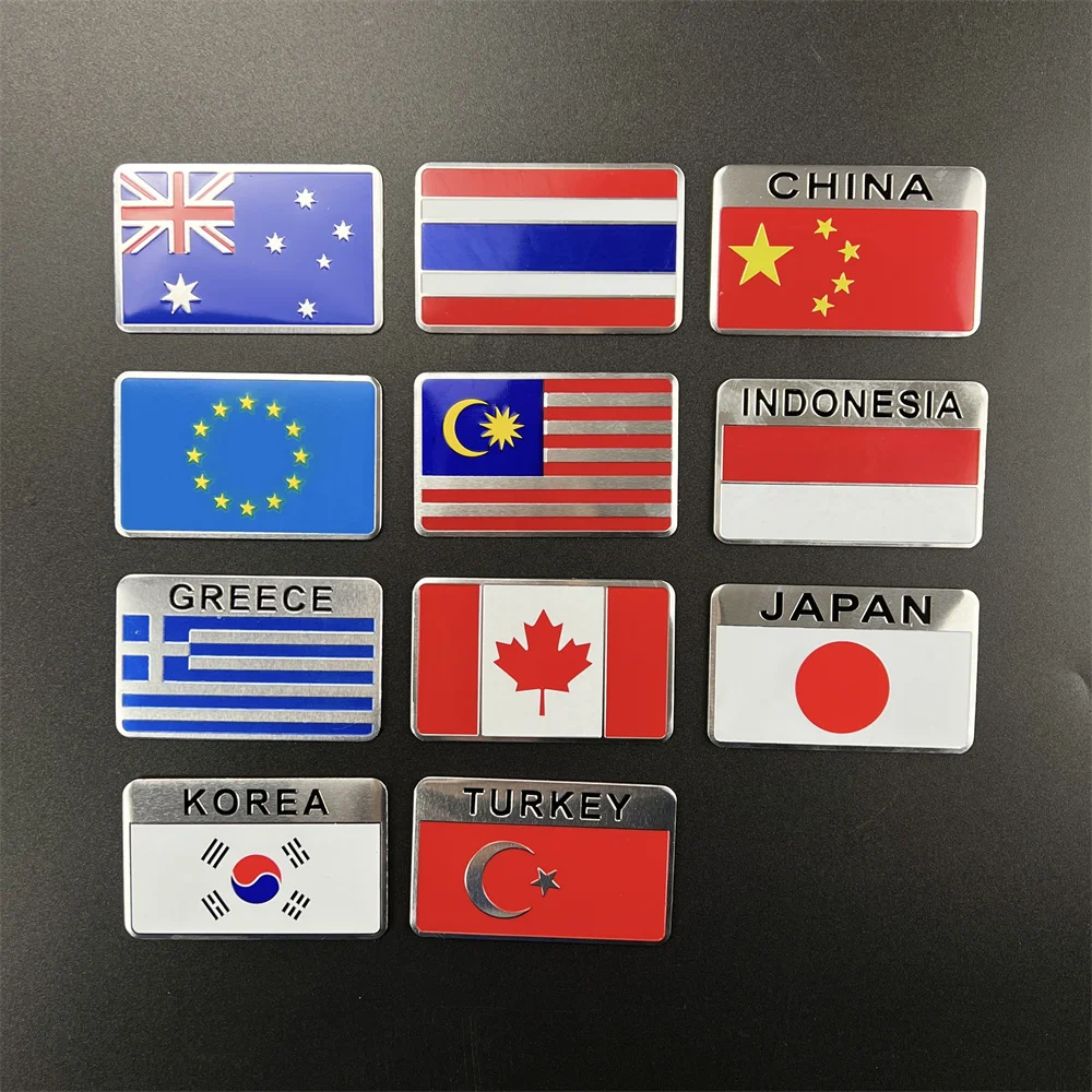 Aluminum National Flag Car Sticker For Renault Koleos Fluenec Latitude Sandero Kadjar Captur Talisman Megane LAGUNA Scenic Alask