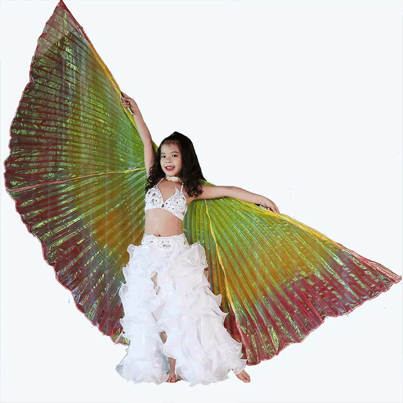 Asas coloridas para dança do ventre infantil, asas tricolor, asas coloridas para dança do ventre, adereços para palco de dança do ventre, asas sem divisão