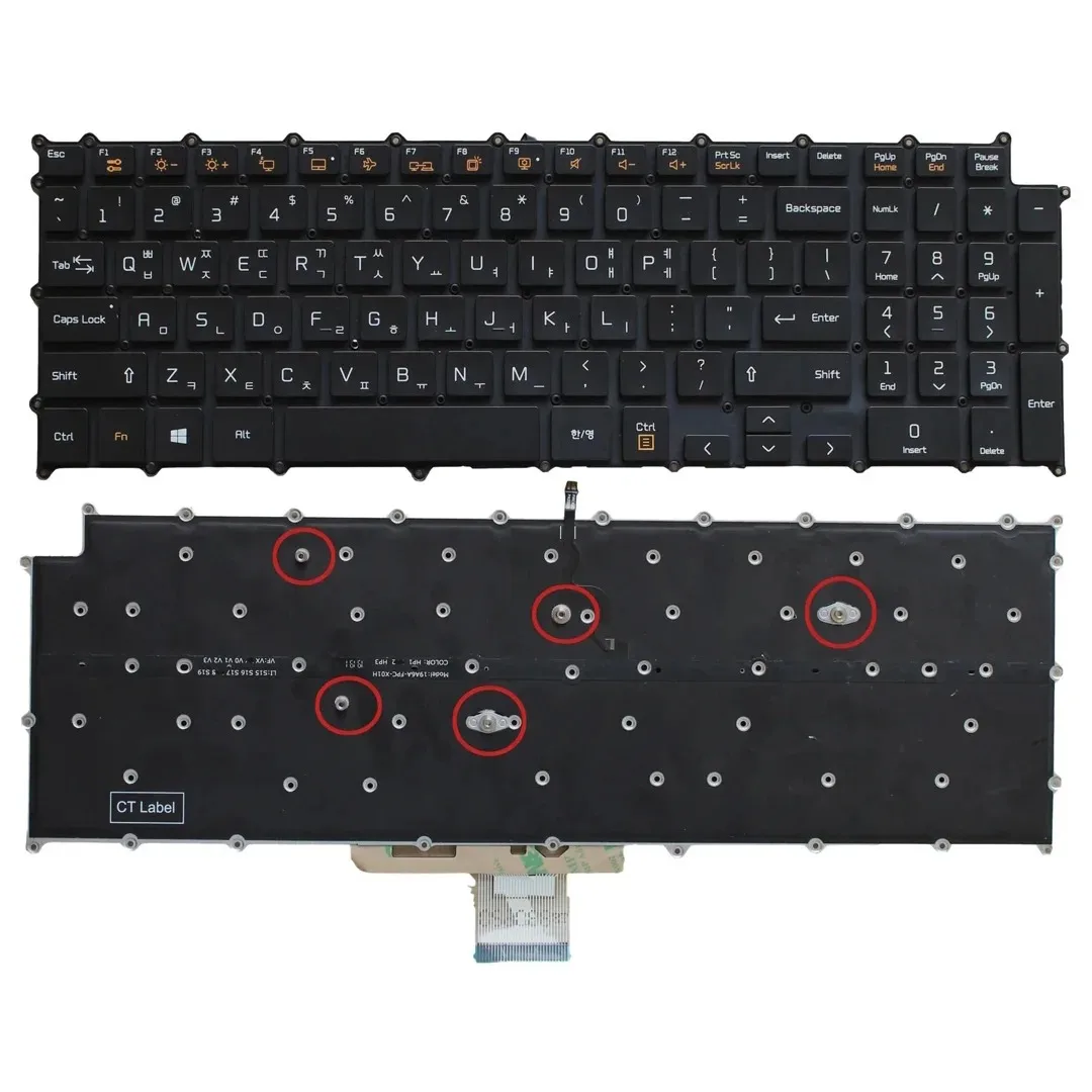 Koreanische Tastatur mit Hintergrundbeleuchtung für LG 17Z90N 17Z95N 17Z90N-V 17Z90N-R.AAC8U1 17U70P 17U70P-P 17UD70P Schwarz