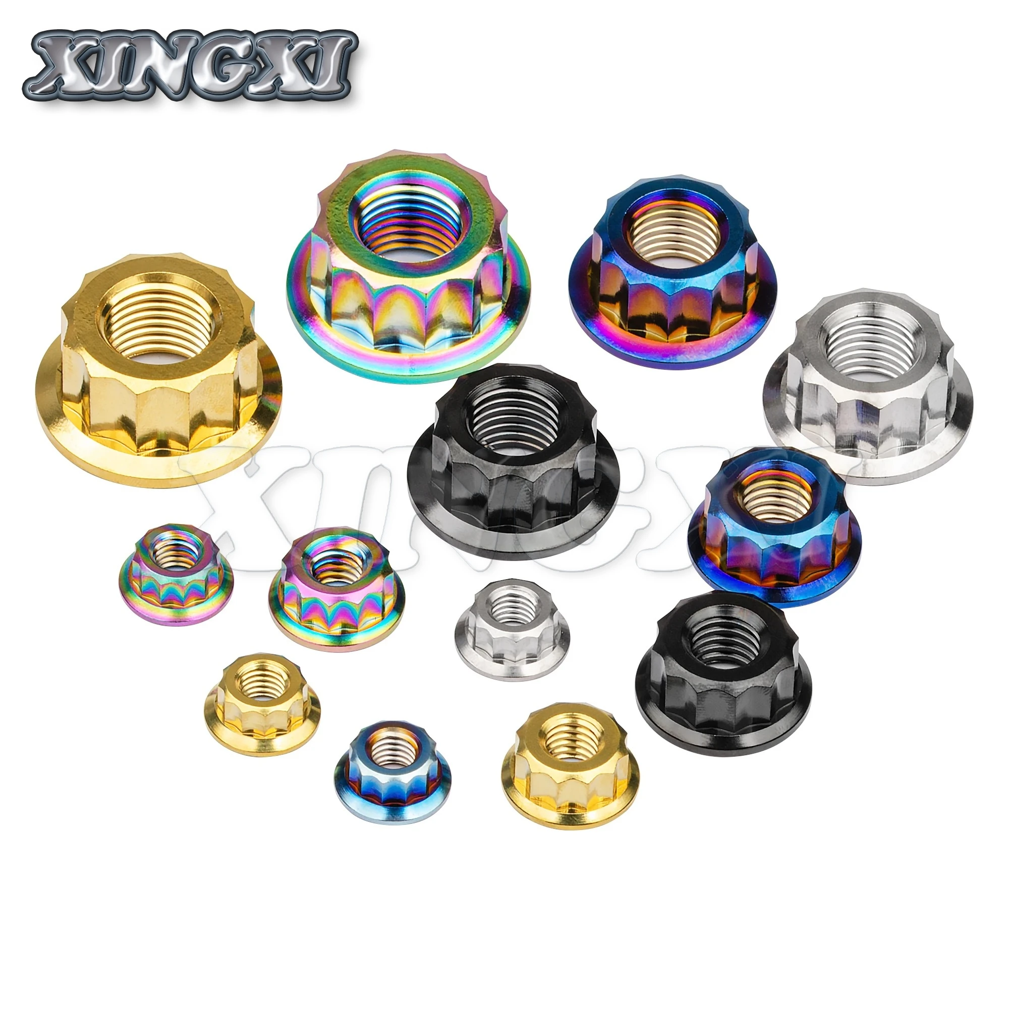 Xingxi Titanium Nut M5 M6 M8 M10 M12 For Motorcycle Modified Ducati Hexagonal Flange 12 Point Nut