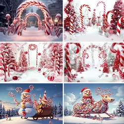 Bonvvie Christmas Photography Backdrops Candy Cane Xmas Bells Red and White Decoration Baby Photo Background Photo Studio Props