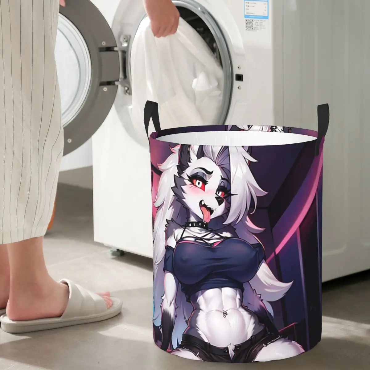 

Складные корзины для белья Helluva Boss Loona, корзина для хранения грязной одежды, игрушек, большая водонепроницаемая корзина