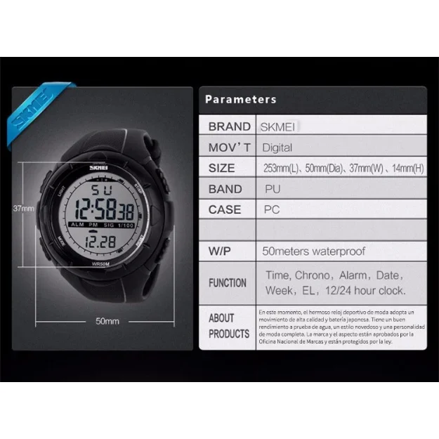 Skmei 1025 Men Military Watches Alarm Clock Shock Resistant Waterproof Digital Watch Reloj Hombre Fashion Simple Sport Watch