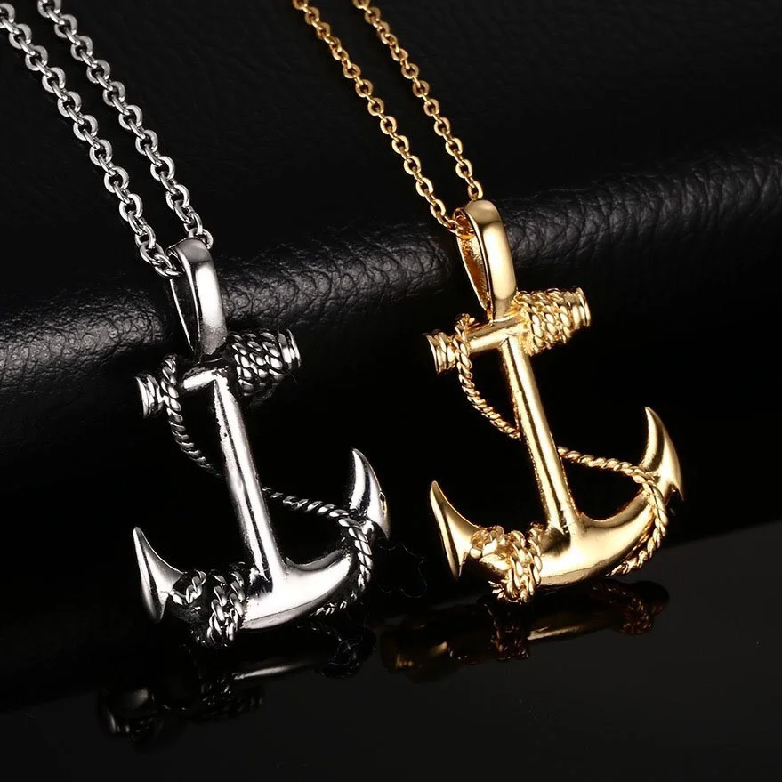 Explosive New Style Men\'s Caribbean Pirate Anchor Necklace Decoration Pendant Generation