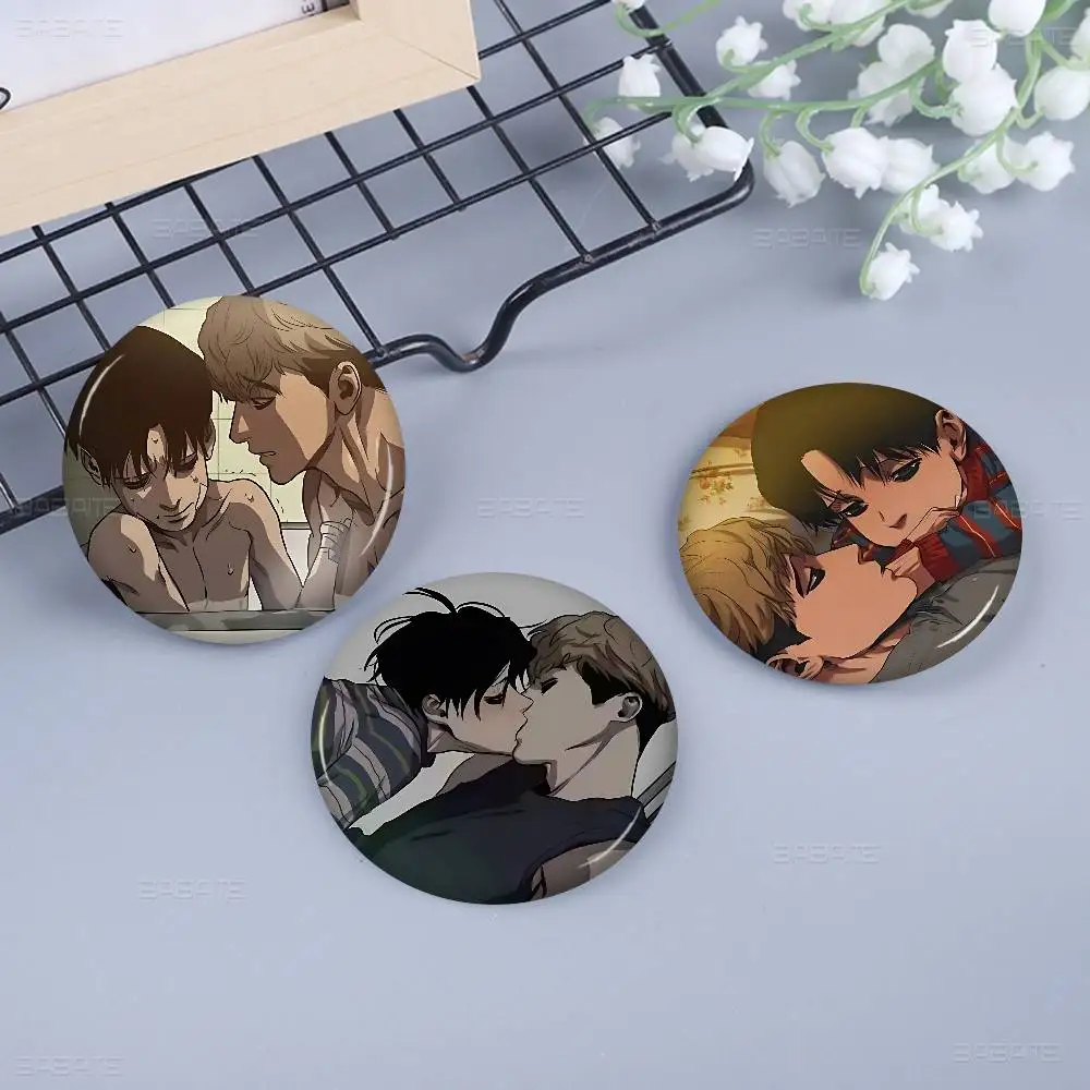 Anime Killing Stalk 58mm Cute Anime Figure Icon Badge Handmade Tinplate Brooch for Backpack Clothes Chest Ornament Gifts
