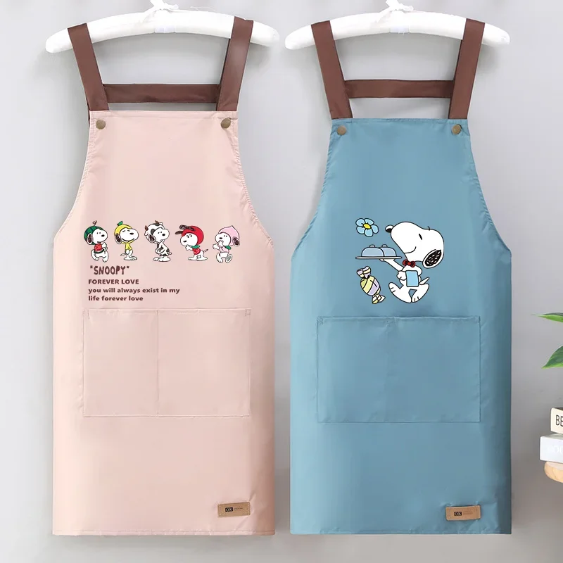

Snoopy Apron Women & Man Cartoon Home Baking Restaurant Barbecue Coffee Apron Waterproof Oil Resistant Sleeveless Pinafore Gift