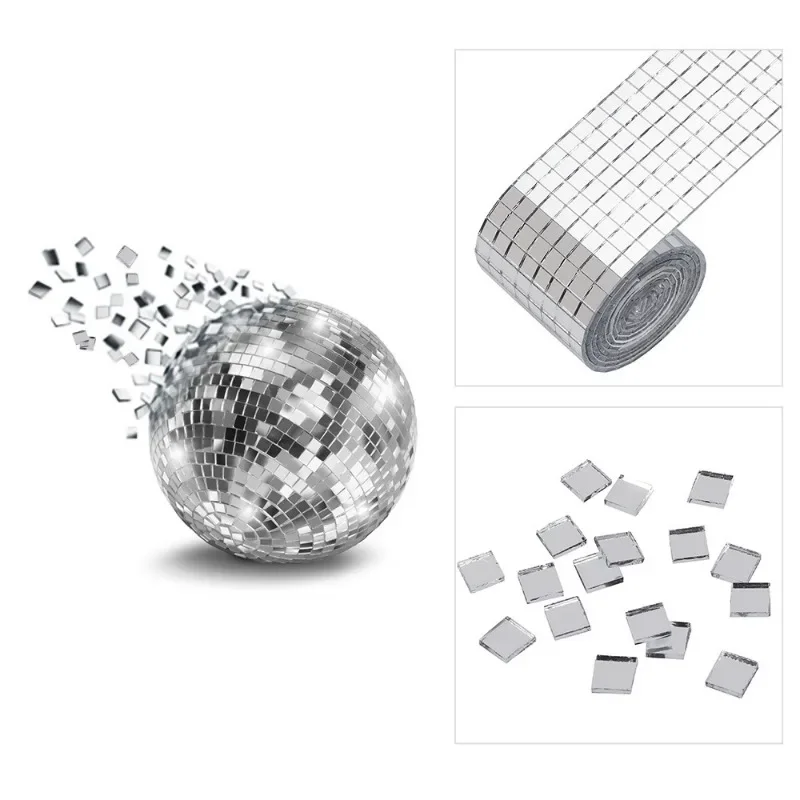 4x100cm 3D Acrylic Mirror Mosaic Wall Stickers Self Adhesive DIY Decorative Decal for Home Bar KTV Wall Decoration