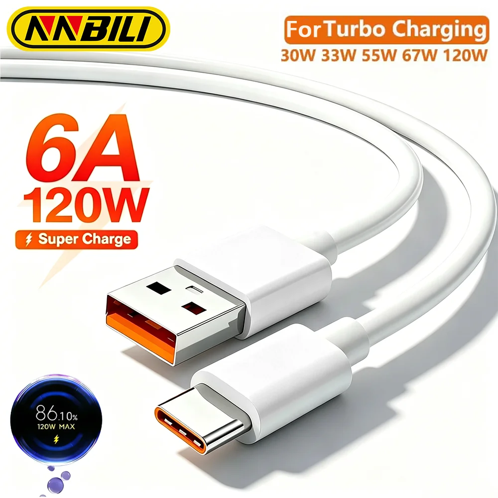 NNBILI 1/3pcs for Xiaomi 6A USB Type C Cable Charger 120W Tipo Fast Charging for Mi 13 12 11 Pro Ultra Poco X3 Redmi Note K50 40