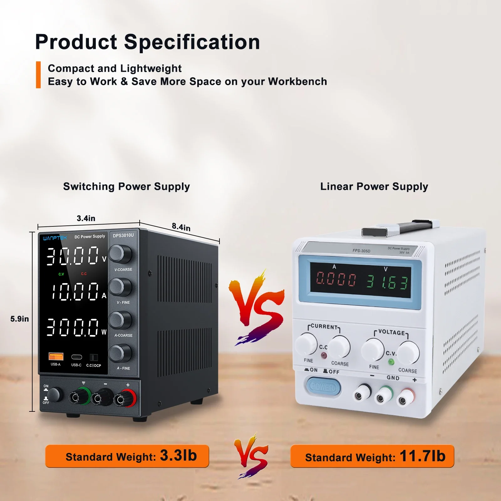 Wanptek Labor-Netzteil Einstellbar 30V 10A 300W 60V 5A 300W 120V 3A 360W mit USB-A/TYPE-C OCP DC-Stromversorgung – Detail 4