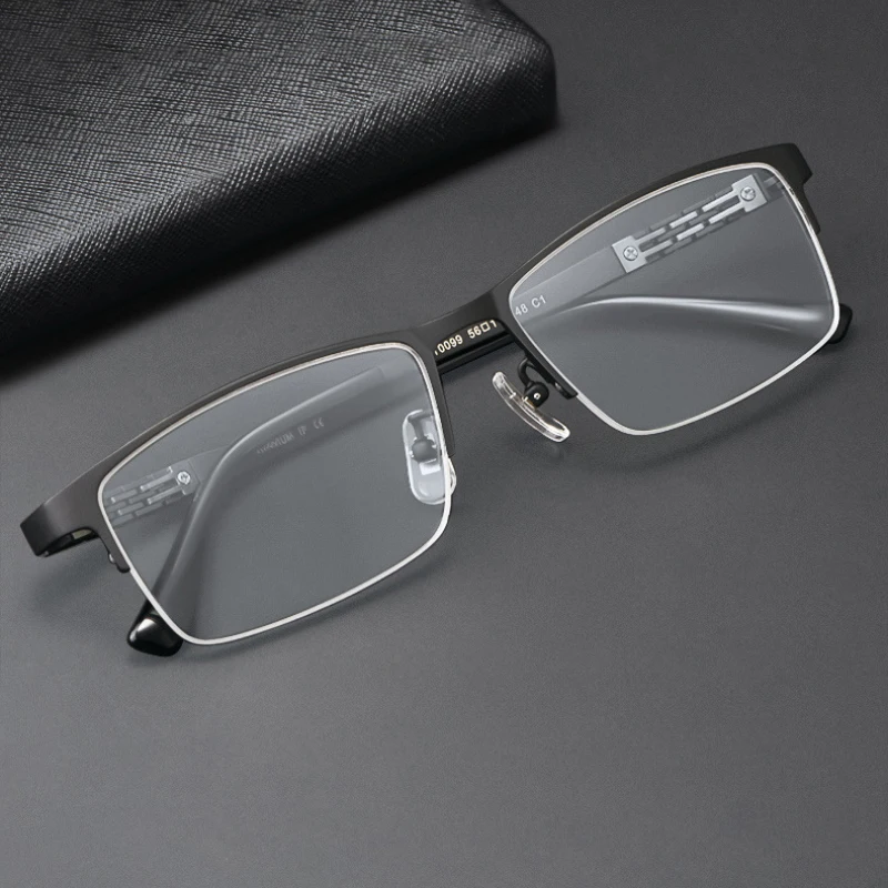 Pure Titanium Glasses Frame Optical Eyeglasses Frame with Recipe New Half Rimless High Quality IP Electronical Plating Eyewear