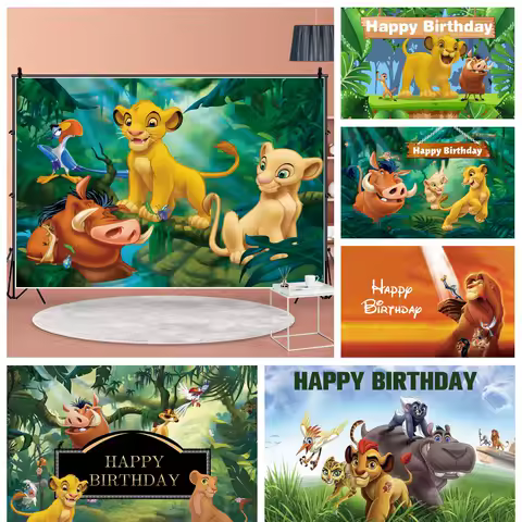 Lion King Baby Shower Backdrop Photo Booth Safari Jungle Theme for Kids Birthday Party Photography Custom Name Background Props