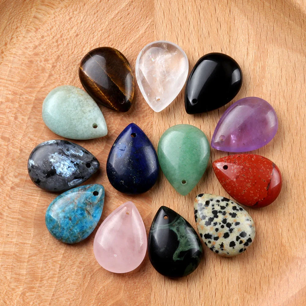 25x18mm Natural Stone Crystal Pendant Fine Teardrop Shape Amethysts Charms for Jewelry Making Supplies DIY Necklace Accessories