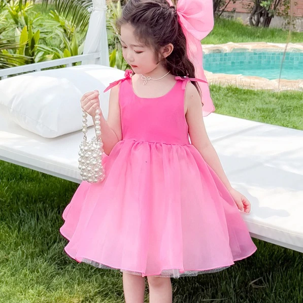 

Girl Skirt 2025 Summer New Children's Clothing Korean Style Girl Baby Foreign Style Net Gauze Puffy Skirt Casual Simple Daily