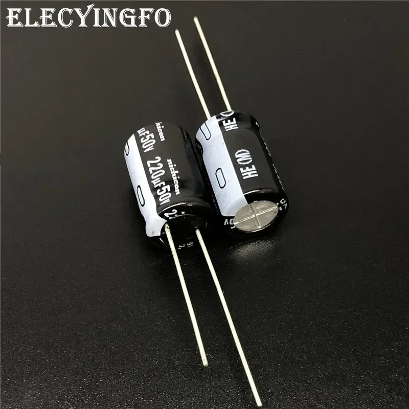 10Pcs/100pcs 220uF 50V NICHICON HE Series 10x16mm Extremely Low Impedance 50V220uF Aluminum Electrolytic Capacitor