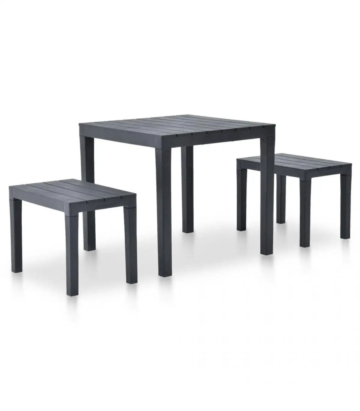 Garden Table sets with 2 benches plastic anthracite gray