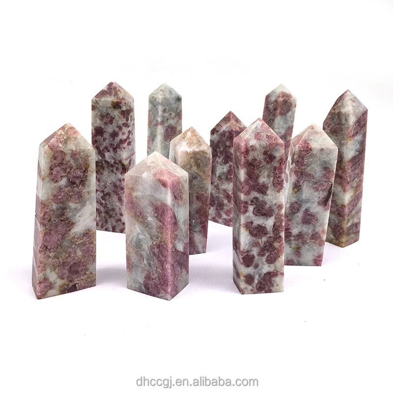 

Natural crystal plum blossom tower polished pink tourmaline point wand for healing decoration