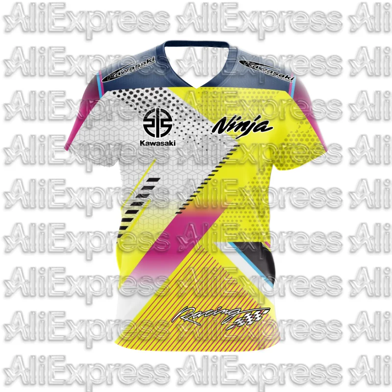 

MOTO 2025 Summer New Men's Motorcycle T-shirt Kawasaki Logo 3D Printed Casual Short Sleeve Breathable T-shirt Fashionable Trend