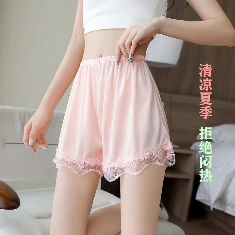 Satin Safety Pants Large Prevent Light From Leaking Out  Cool In Summer Loose Lace Edges With Ice Silk For Women To Look Slim,