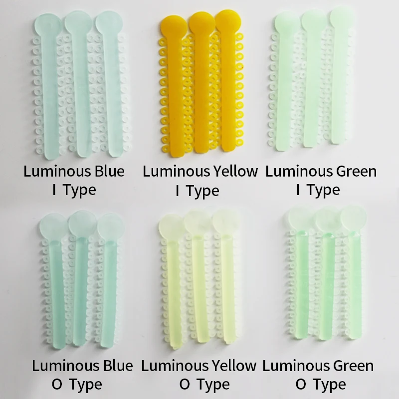 Dental Night-Light Luminous Ligature O Tie /I Tie for Orthodontic Brace Yellow Blue Green Dental Material