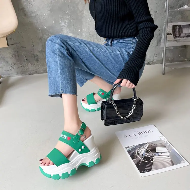 Platform Sandals Women 2023 New Summer Chunky High Heels Female Wedges Shoes for Women Fish Toe Red Sandalia Feminina